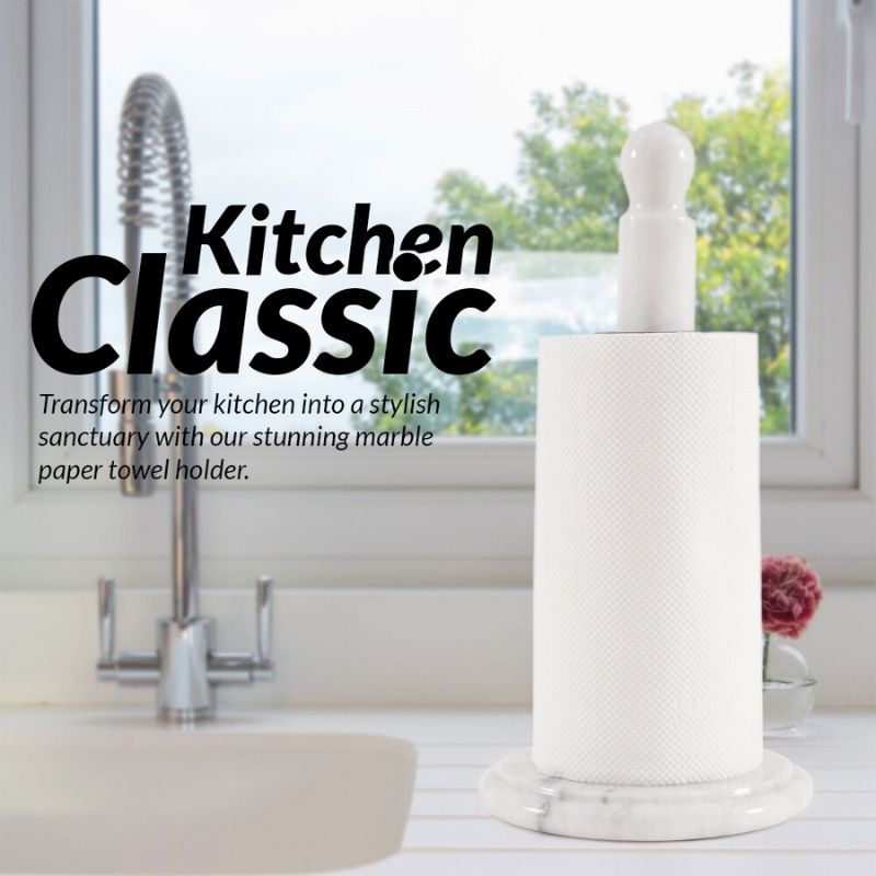12.5" Marble Paper Towel Holder for Kitchen Towels Rack - Wrapping Paper Holder Towel