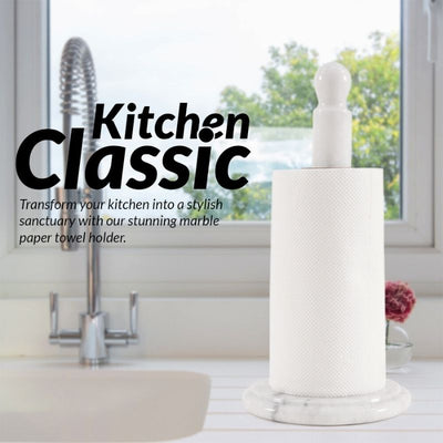 12.5" Marble Paper Towel Holder for Kitchen Towels Rack - Wrapping Paper Holder Towel