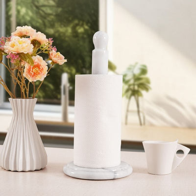 12.5" Marble Paper Towel Holder for Kitchen Towels Rack - Wrapping Paper Holder Towel