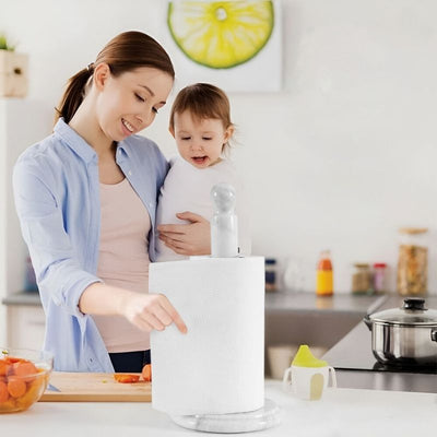 12.5" Marble Paper Towel Holder for Kitchen Towels Rack - Wrapping Paper Holder Towel