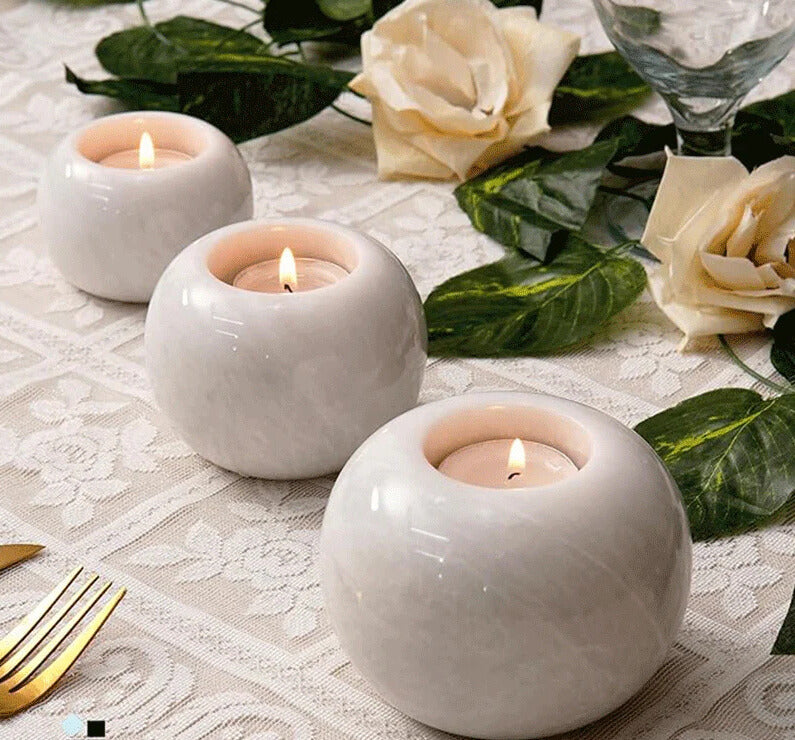 Radicaln Marble Tealight Candle Holder Set of 3 - Pillar Candle Holder
