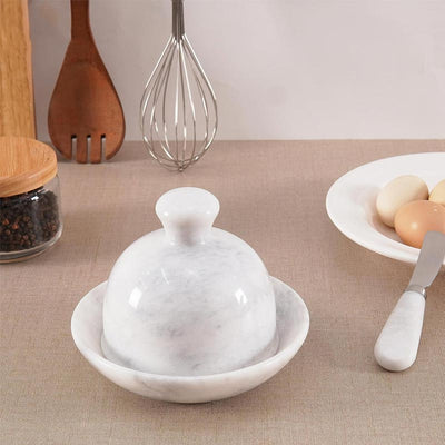 Fancy Marble Butter Dish With Knife - Butter Crock