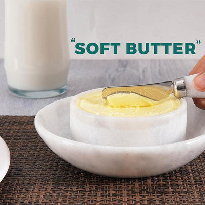 Fancy Marble Butter Dish With Knife - Butter Crock