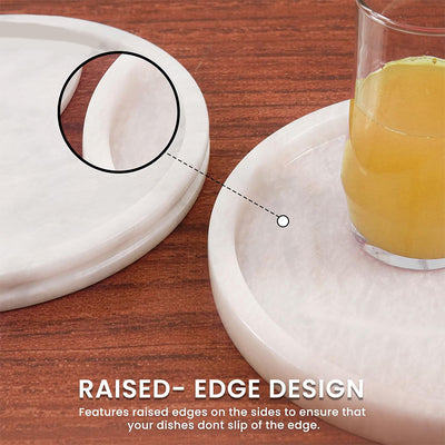 Fancy Natural Marble Round Tray - Serving Tray