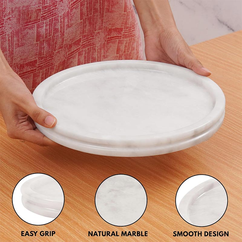 Fancy Natural Marble Round Tray - Serving Tray