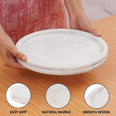 Fancy Natural Marble Round Tray - Serving Tray