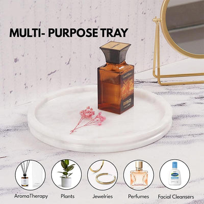 Fancy Natural Marble Round Tray - Serving Tray