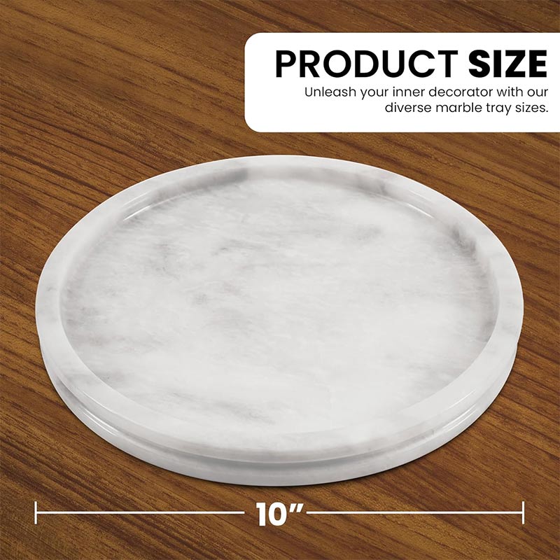 Fancy Natural Marble Round Tray - Serving Tray