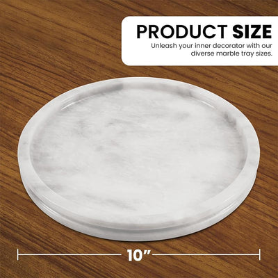 Fancy Natural Marble Round Tray - Serving Tray