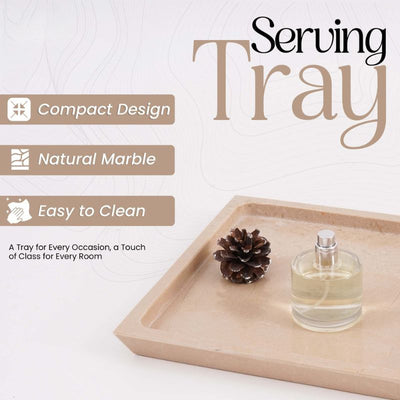 Fancy Natural Marble Rectangular Tray - Serving Tray