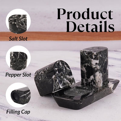Marble Salt and Pepper Holders for Kitchen Countertop - Salt Shakers