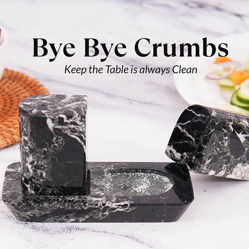 Marble Salt and Pepper Holders for Kitchen Countertop - Salt Shakers