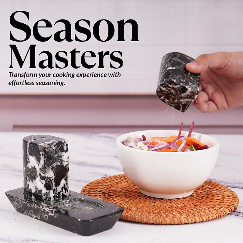 Marble Salt and Pepper Holders for Kitchen Countertop - Salt Shakers
