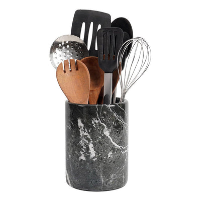 Marble Utensil Holder and Spoon Caddy Black -Countertop Organizer for Kitchen Utensils,