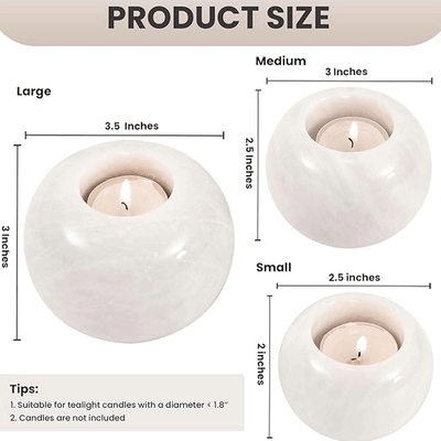 Radicaln Marble Tealight Candle Holder Set of 3 - Pillar Candle Holder