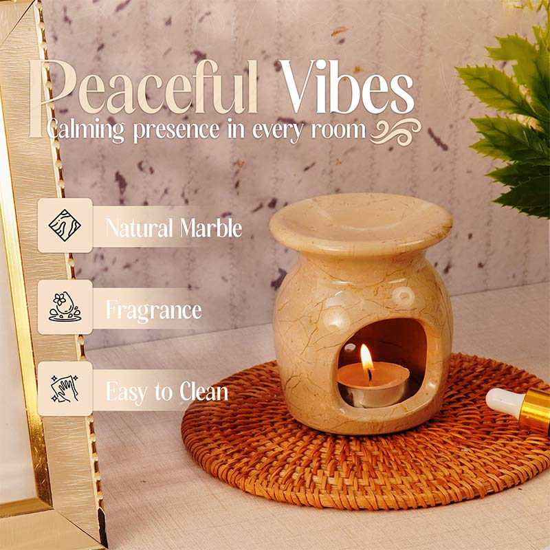 Radicaln Marble Oil Burner 4" Inches Handmade Candle Wax Warmer