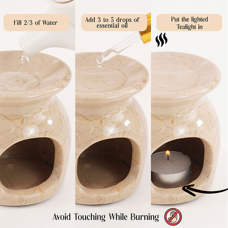 Radicaln Marble Oil Burner 4" Inches Handmade Candle Wax Warmer
