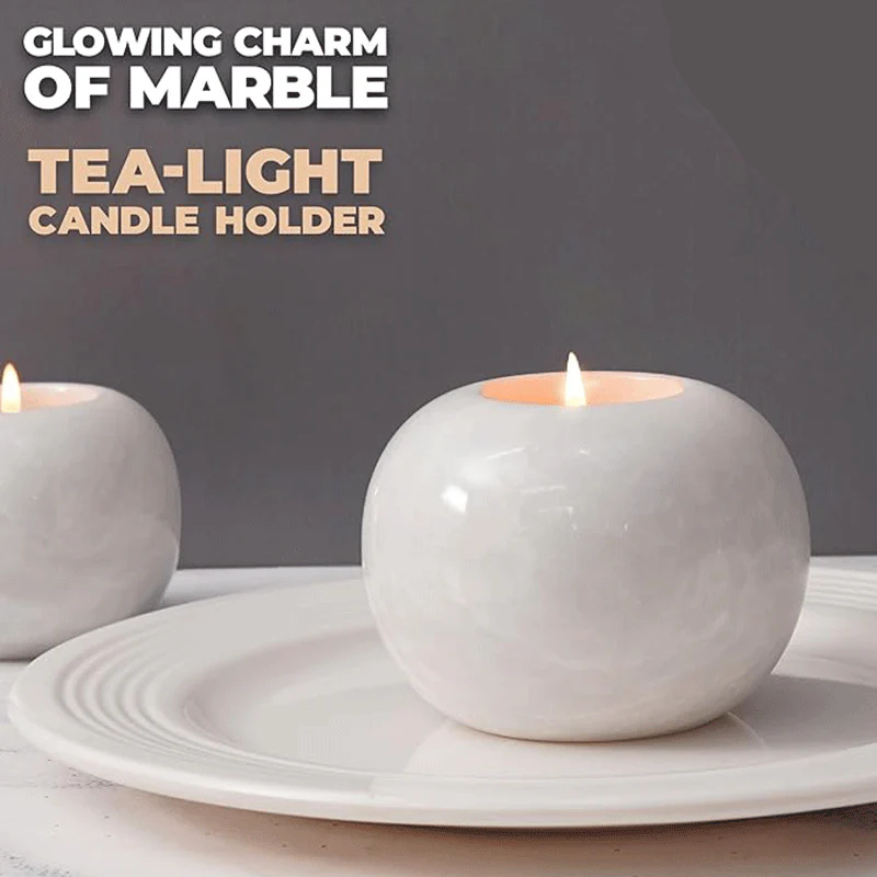 Radicaln Marble Tealight Candle Holder Set of 3 - Pillar Candle Holder