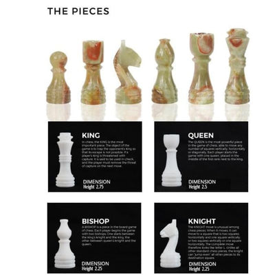 White and Green Onyx 12 Inches High Quality Marble Chess Set With Storage box