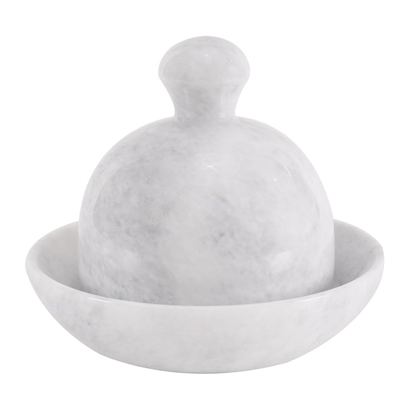 Fancy Marble Butter Dish With Knife - Butter Crock