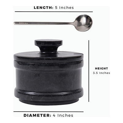 Natural Marble Salt Cellar with Serving Spoon
